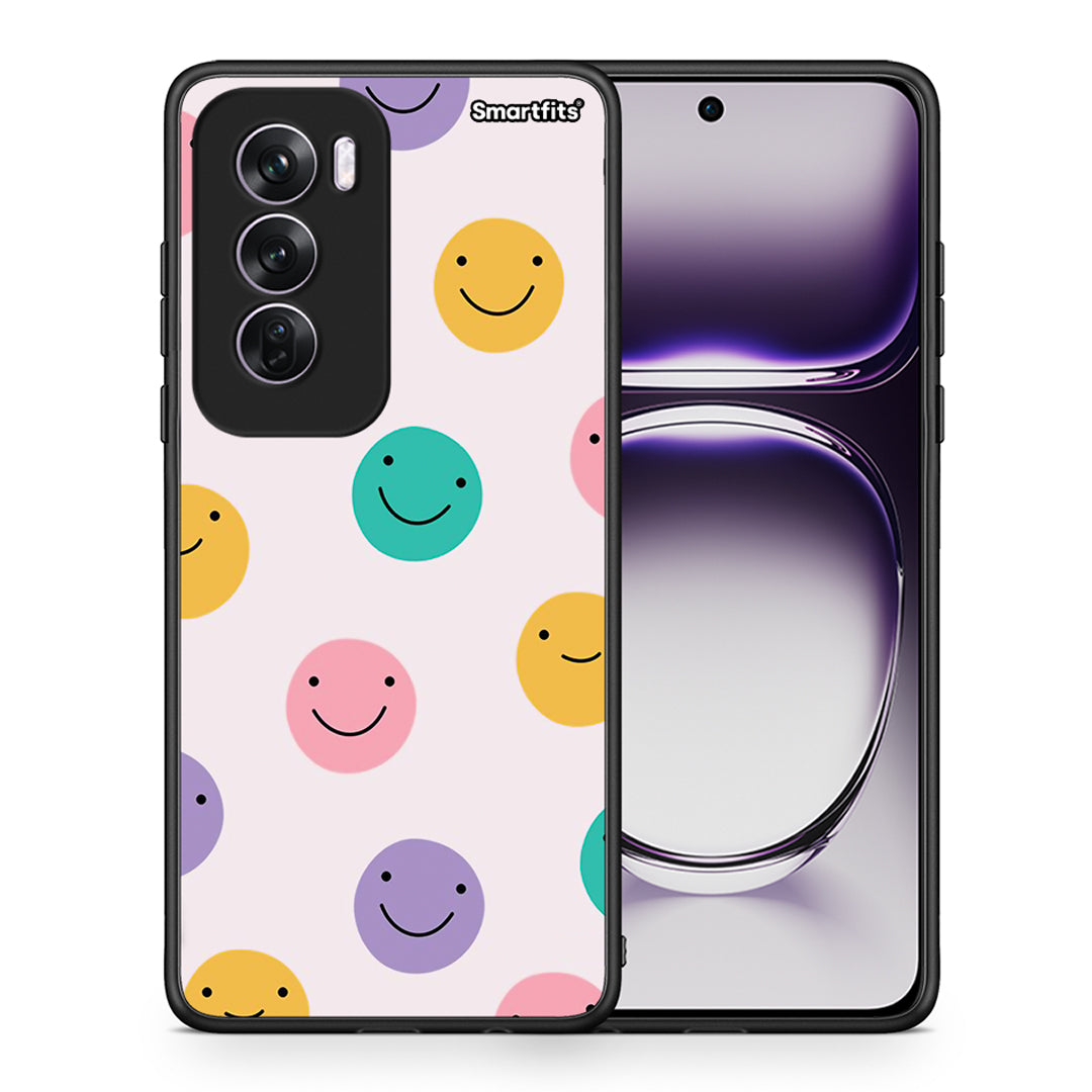 Θήκη Oppo Reno12 Pro Smiley Faces από τη Smartfits με σχέδιο στο πίσω μέρος και μαύρο περίβλημα | Oppo Reno12 Pro Smiley Faces case with colorful back and black bezels