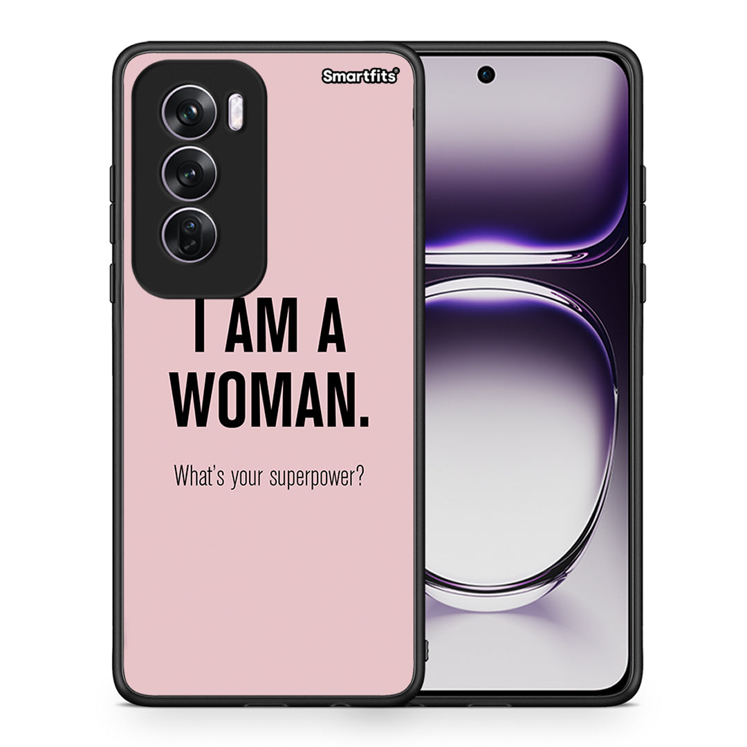 Θήκη Oppo Reno12 Pro Superpower Woman από τη Smartfits με σχέδιο στο πίσω μέρος και μαύρο περίβλημα | Oppo Reno12 Pro Superpower Woman case with colorful back and black bezels