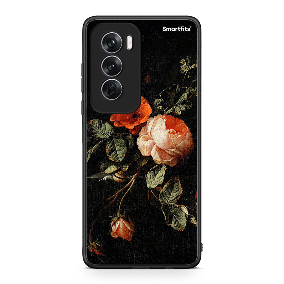 Oppo Reno12 Pro Vintage Roses θήκη από τη Smartfits με σχέδιο στο πίσω μέρος και μαύρο περίβλημα | Smartphone case with colorful back and black bezels by Smartfits