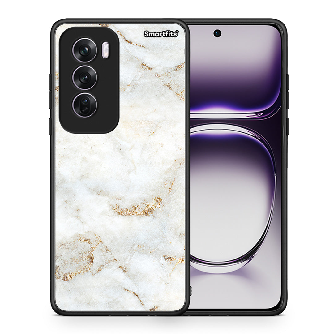 Θήκη Oppo Reno12 Pro White Gold Marble από τη Smartfits με σχέδιο στο πίσω μέρος και μαύρο περίβλημα | Oppo Reno12 Pro White Gold Marble case with colorful back and black bezels