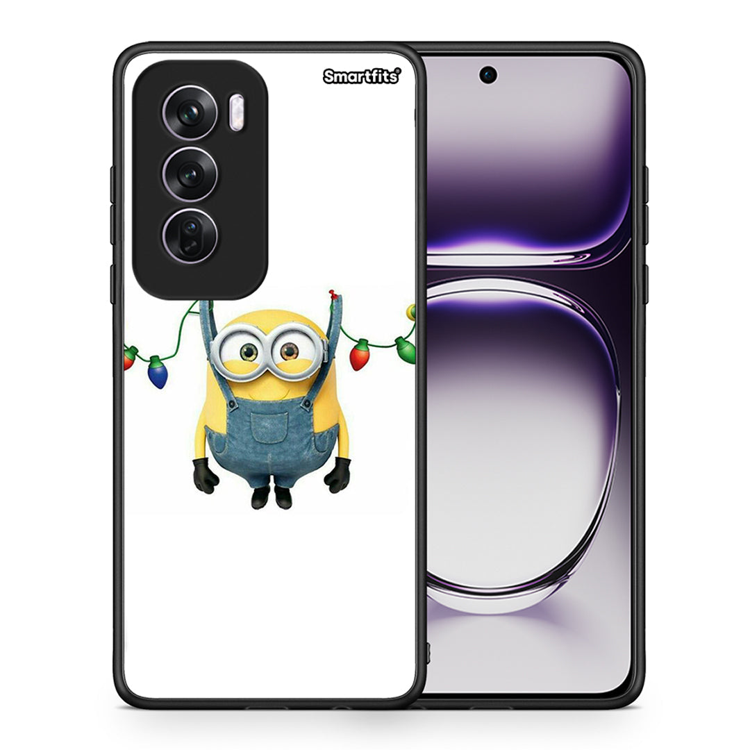 Θήκη Oppo Reno12 Pro Xmas Minion Lights από τη Smartfits με σχέδιο στο πίσω μέρος και μαύρο περίβλημα | Oppo Reno12 Pro Xmas Minion Lights case with colorful back and black bezels