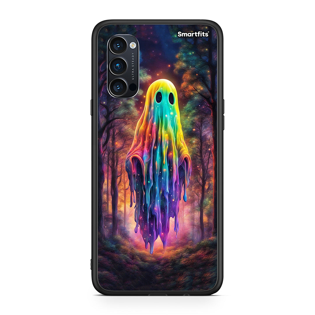 Oppo Reno4 Pro 5G Halloween Ghost θήκη από τη Smartfits με σχέδιο στο πίσω μέρος και μαύρο περίβλημα | Smartphone case with colorful back and black bezels by Smartfits