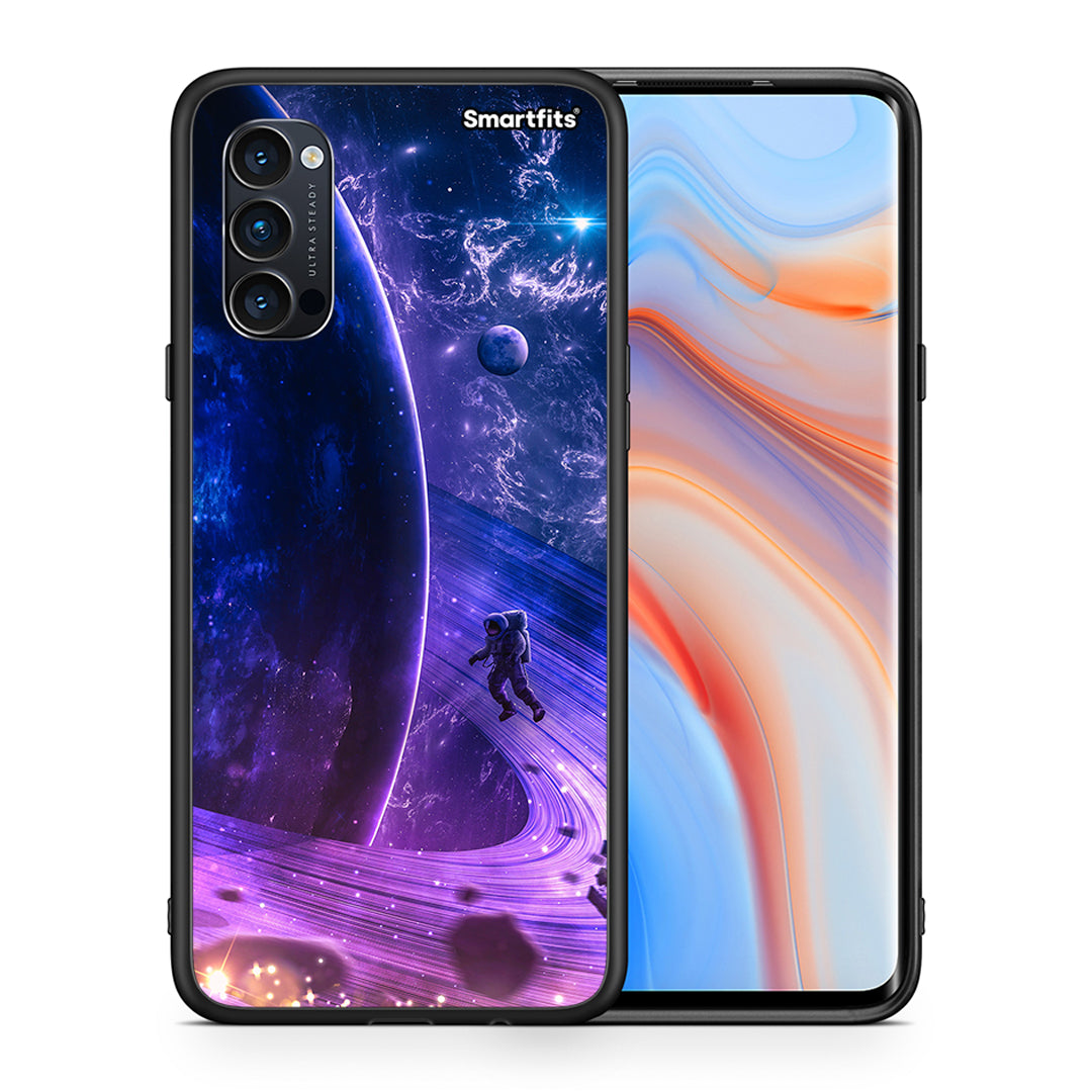 Θήκη Oppo Reno4 Pro 5G Lost Astronaut από τη Smartfits με σχέδιο στο πίσω μέρος και μαύρο περίβλημα | Oppo Reno4 Pro 5G Lost Astronaut case with colorful back and black bezels