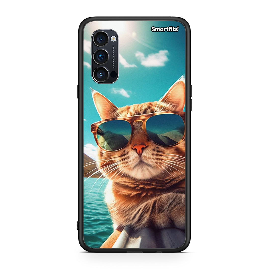 Oppo Reno4 Pro 5G Summer Cat θήκη από τη Smartfits με σχέδιο στο πίσω μέρος και μαύρο περίβλημα | Smartphone case with colorful back and black bezels by Smartfits