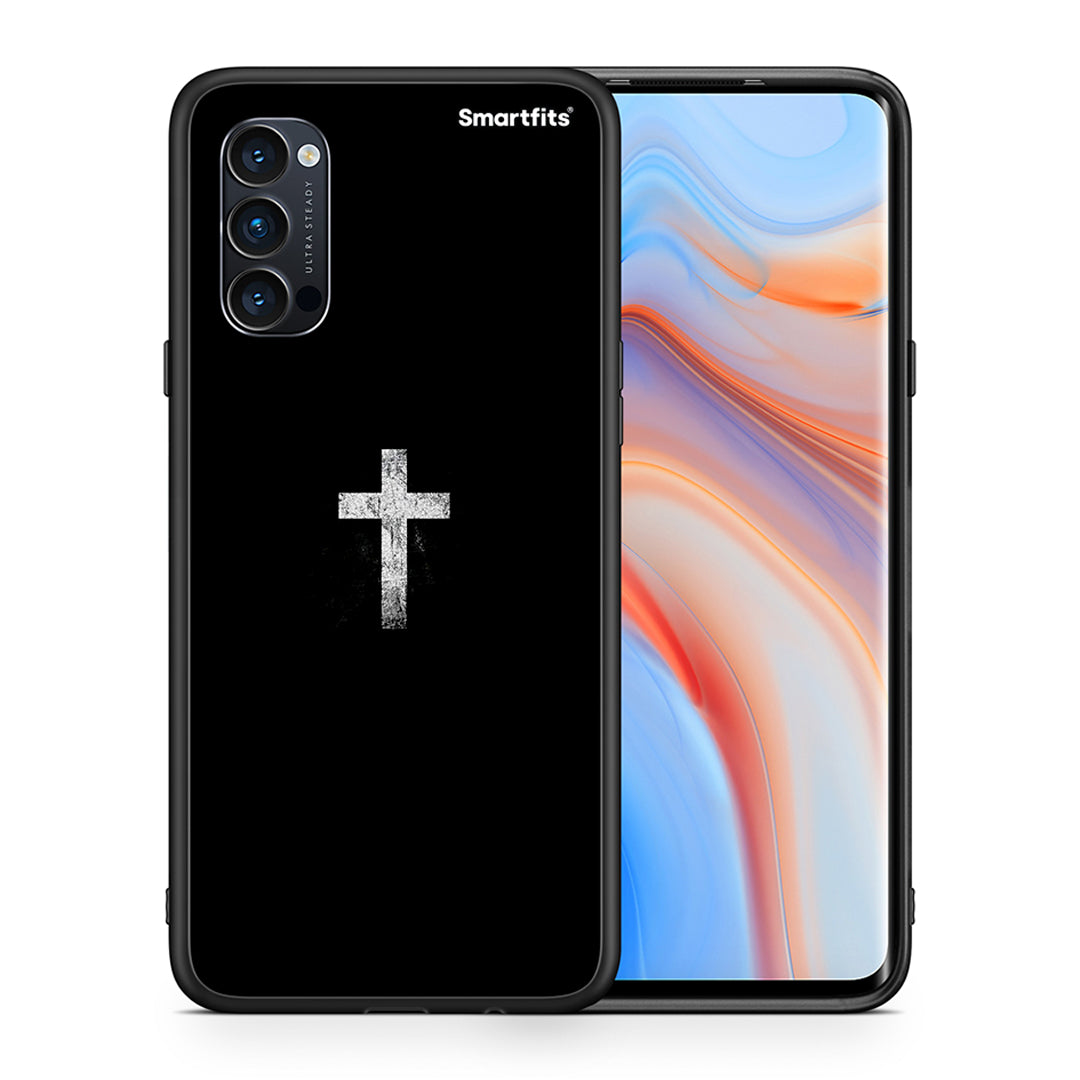 Θήκη Oppo Reno4 Pro 5G White Cross από τη Smartfits με σχέδιο στο πίσω μέρος και μαύρο περίβλημα | Oppo Reno4 Pro 5G White Cross case with colorful back and black bezels