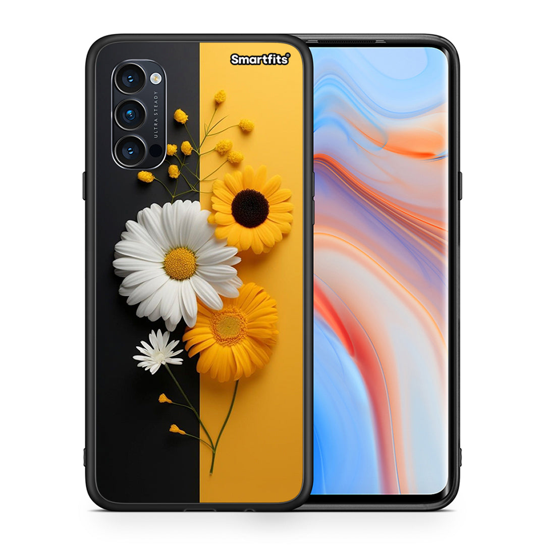 Θήκη Oppo Reno4 Pro 5G Yellow Daisies από τη Smartfits με σχέδιο στο πίσω μέρος και μαύρο περίβλημα | Oppo Reno4 Pro 5G Yellow Daisies case with colorful back and black bezels