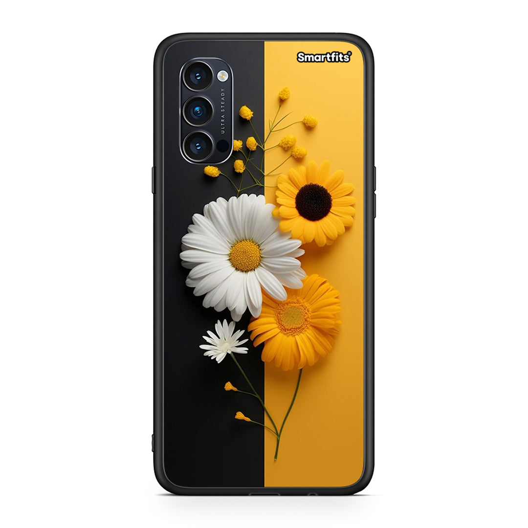 Oppo Reno4 Pro 5G Yellow Daisies θήκη από τη Smartfits με σχέδιο στο πίσω μέρος και μαύρο περίβλημα | Smartphone case with colorful back and black bezels by Smartfits