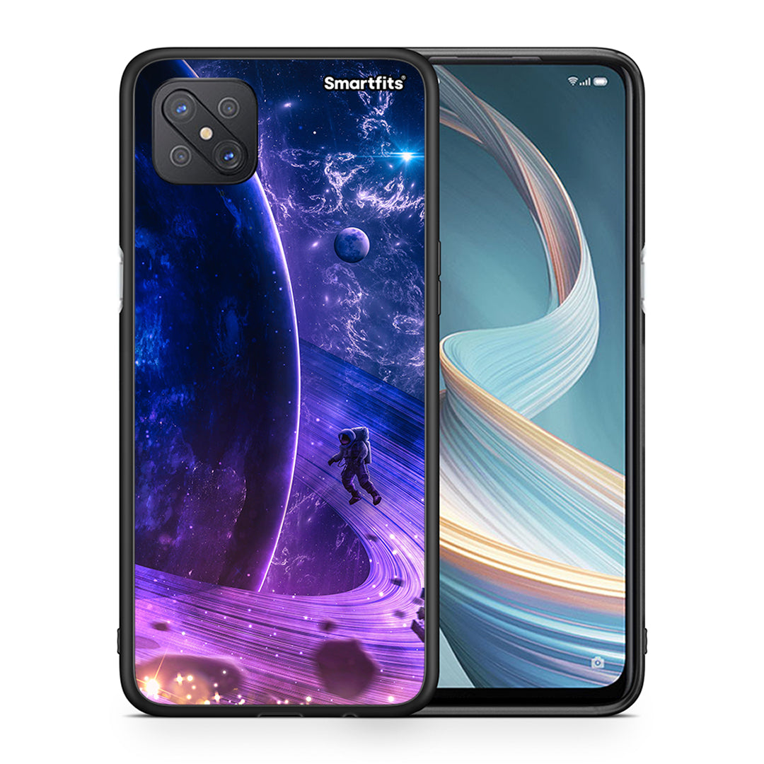 Θήκη Oppo Reno4 Z 5G Lost Astronaut από τη Smartfits με σχέδιο στο πίσω μέρος και μαύρο περίβλημα | Oppo Reno4 Z 5G Lost Astronaut case with colorful back and black bezels