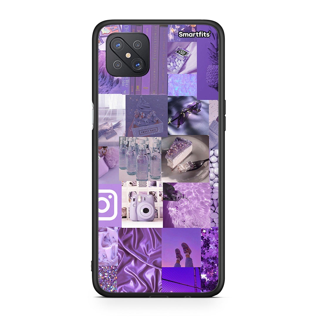 Oppo Reno4 Z 5G Purple Aesthetic Collage θήκη από τη Smartfits με σχέδιο στο πίσω μέρος και μαύρο περίβλημα | Smartphone case with colorful back and black bezels by Smartfits