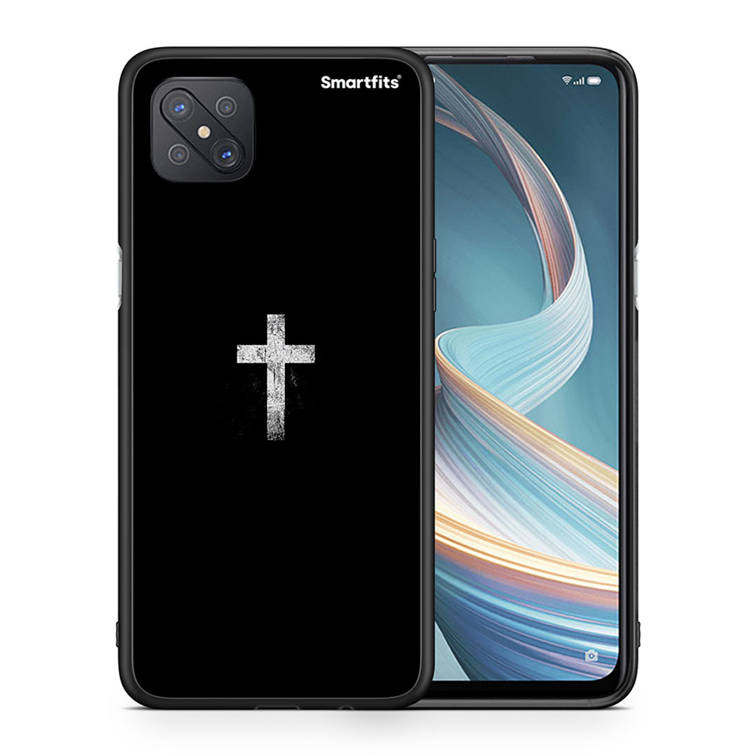 Θήκη Oppo Reno4 Z 5G White Cross από τη Smartfits με σχέδιο στο πίσω μέρος και μαύρο περίβλημα | Oppo Reno4 Z 5G White Cross case with colorful back and black bezels