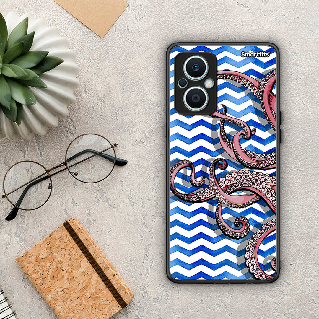 Θήκη Oppo Reno7 Lite Chevron Devilfish από τη Smartfits με σχέδιο στο πίσω μέρος και μαύρο περίβλημα | Oppo Reno7 Lite Chevron Devilfish Case with Colorful Back and Black Bezels