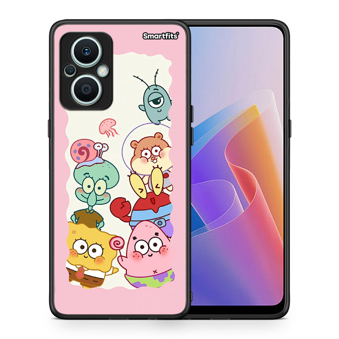 Θήκη Oppo Reno7 Lite Cute Companion από τη Smartfits με σχέδιο στο πίσω μέρος και μαύρο περίβλημα | Oppo Reno7 Lite Cute Companion Case with Colorful Back and Black Bezels