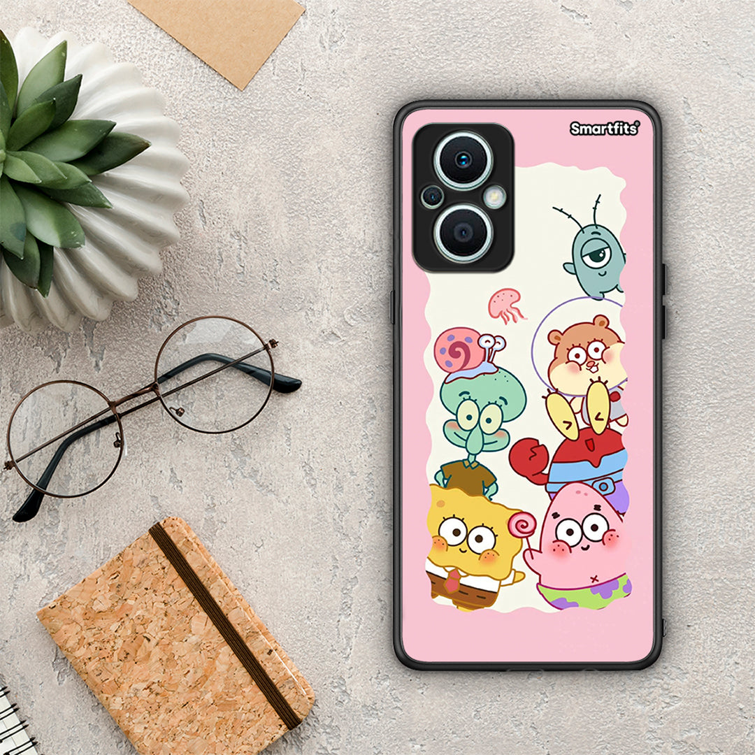 Θήκη Oppo Reno7 Lite Cute Companion από τη Smartfits με σχέδιο στο πίσω μέρος και μαύρο περίβλημα | Oppo Reno7 Lite Cute Companion Case with Colorful Back and Black Bezels