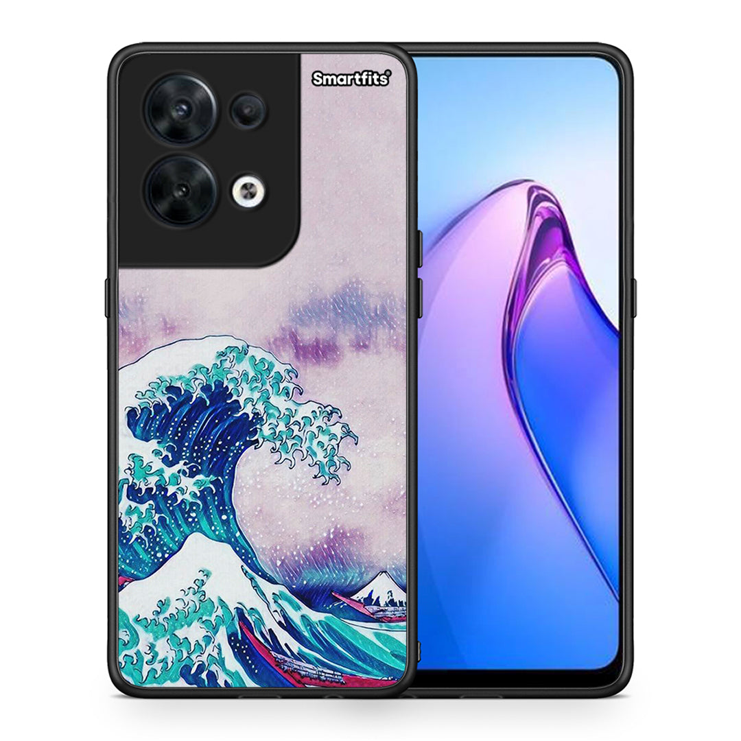 Θήκη Oppo Reno8 5G Blue Waves από τη Smartfits με σχέδιο στο πίσω μέρος και μαύρο περίβλημα | Oppo Reno8 5G Blue Waves Case with Colorful Back and Black Bezels