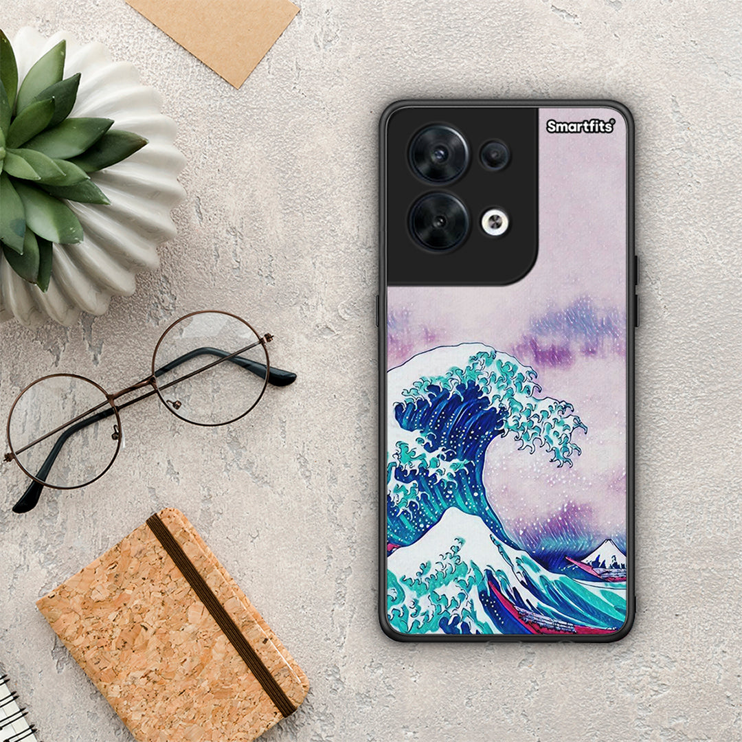 Θήκη Oppo Reno8 5G Blue Waves από τη Smartfits με σχέδιο στο πίσω μέρος και μαύρο περίβλημα | Oppo Reno8 5G Blue Waves Case with Colorful Back and Black Bezels