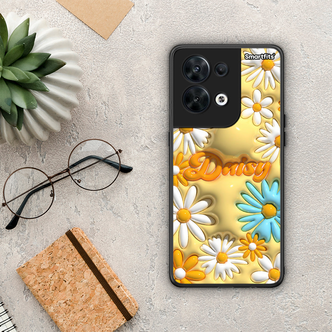 Θήκη Oppo Reno8 5G Bubble Daisies από τη Smartfits με σχέδιο στο πίσω μέρος και μαύρο περίβλημα | Oppo Reno8 5G Bubble Daisies Case with Colorful Back and Black Bezels