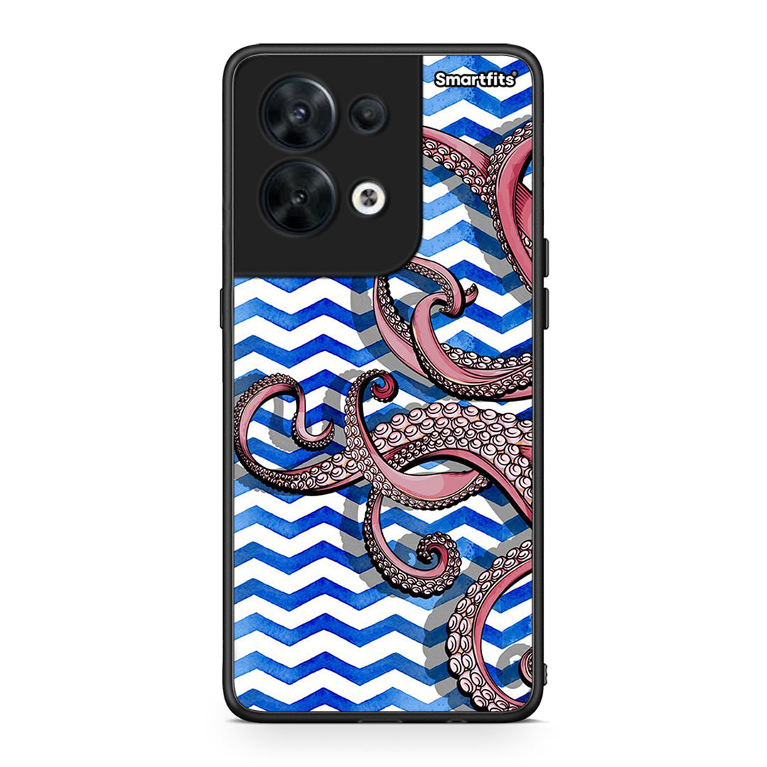 Θήκη Oppo Reno8 5G Chevron Devilfish από τη Smartfits με σχέδιο στο πίσω μέρος και μαύρο περίβλημα | Oppo Reno8 5G Chevron Devilfish Case with Colorful Back and Black Bezels