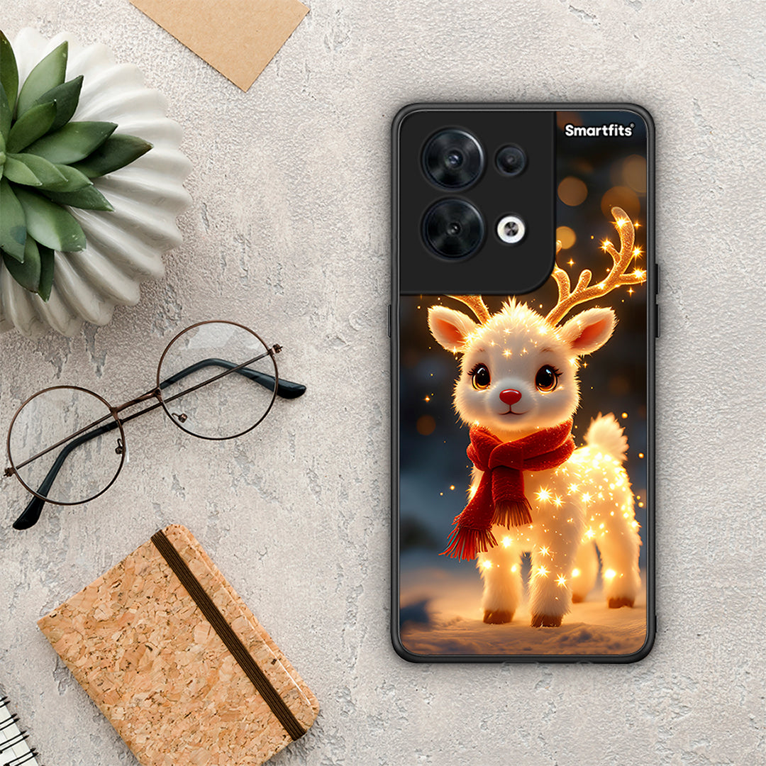 Θήκη Oppo Reno8 5G Christmas Cutie από τη Smartfits με σχέδιο στο πίσω μέρος και μαύρο περίβλημα | Oppo Reno8 5G Christmas Cutie Case with Colorful Back and Black Bezels