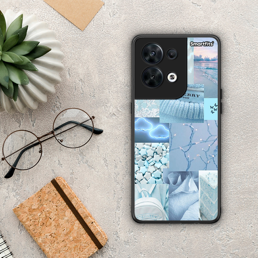 Θήκη Oppo Reno8 5G Ciel Aesthetic Collage από τη Smartfits με σχέδιο στο πίσω μέρος και μαύρο περίβλημα | Oppo Reno8 5G Ciel Aesthetic Collage Case with Colorful Back and Black Bezels