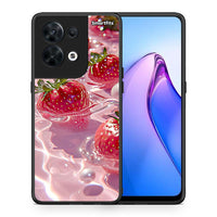 Thumbnail for Θήκη Oppo Reno8 5G Juicy Strawberries από τη Smartfits με σχέδιο στο πίσω μέρος και μαύρο περίβλημα | Oppo Reno8 5G Juicy Strawberries Case with Colorful Back and Black Bezels