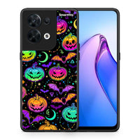 Thumbnail for Θήκη Oppo Reno8 5G Neon Halloween από τη Smartfits με σχέδιο στο πίσω μέρος και μαύρο περίβλημα | Oppo Reno8 5G Neon Halloween Case with Colorful Back and Black Bezels