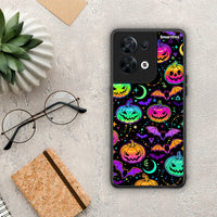 Thumbnail for Θήκη Oppo Reno8 5G Neon Halloween από τη Smartfits με σχέδιο στο πίσω μέρος και μαύρο περίβλημα | Oppo Reno8 5G Neon Halloween Case with Colorful Back and Black Bezels