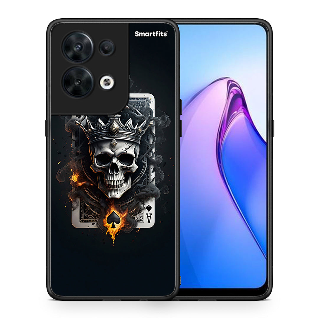 Θήκη Oppo Reno8 5G Skull King Ace από τη Smartfits με σχέδιο στο πίσω μέρος και μαύρο περίβλημα | Oppo Reno8 5G Skull King Ace Case with Colorful Back and Black Bezels