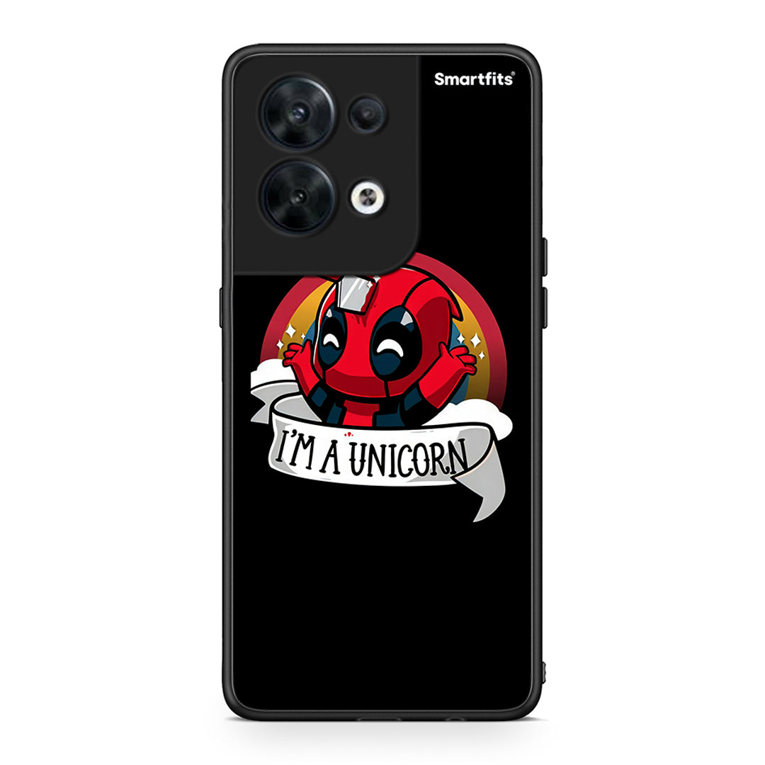 Θήκη Oppo Reno8 5G Unicorn Deadpool από τη Smartfits με σχέδιο στο πίσω μέρος και μαύρο περίβλημα | Oppo Reno8 5G Unicorn Deadpool Case with Colorful Back and Black Bezels