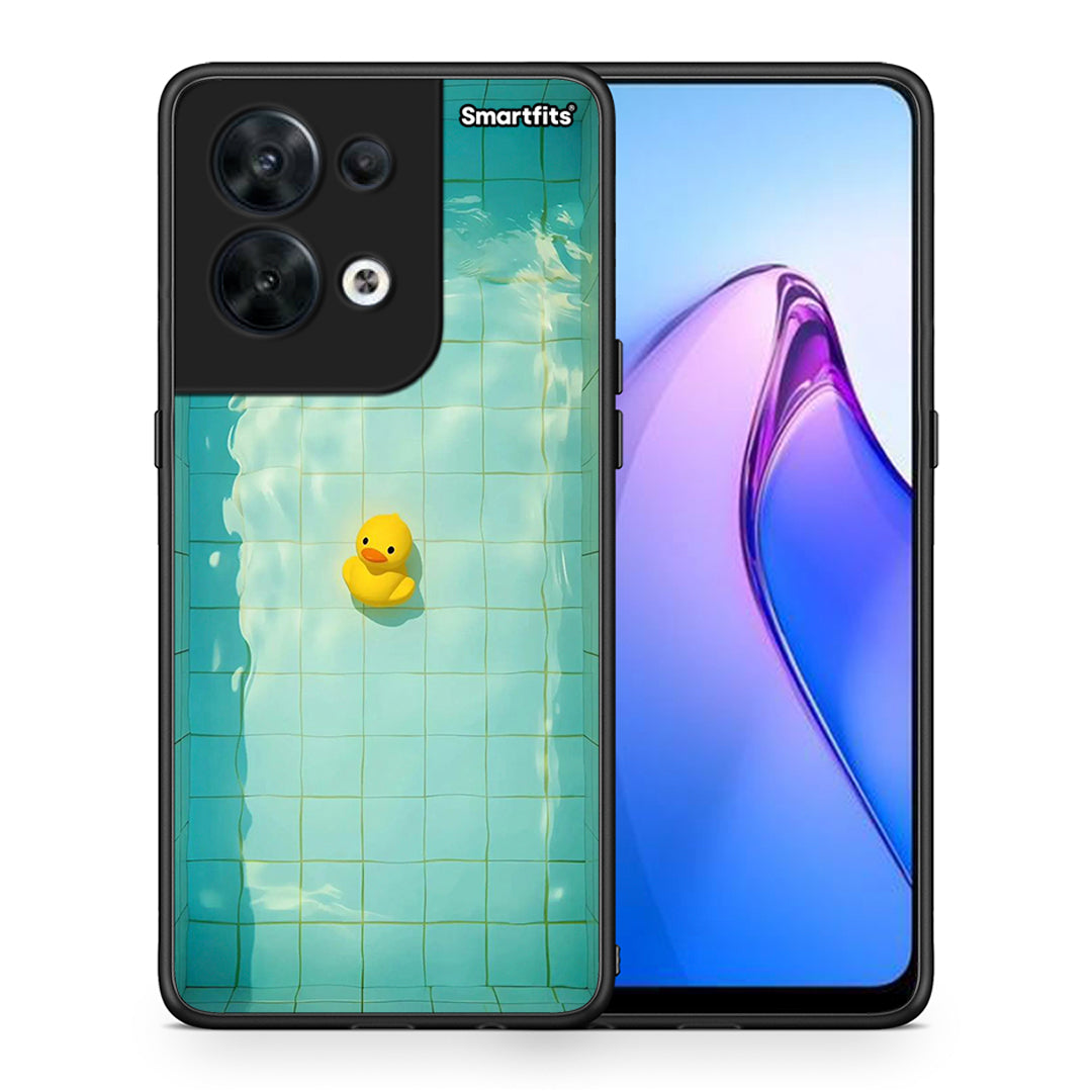 Θήκη Oppo Reno8 5G Yellow Duck από τη Smartfits με σχέδιο στο πίσω μέρος και μαύρο περίβλημα | Oppo Reno8 5G Yellow Duck Case with Colorful Back and Black Bezels