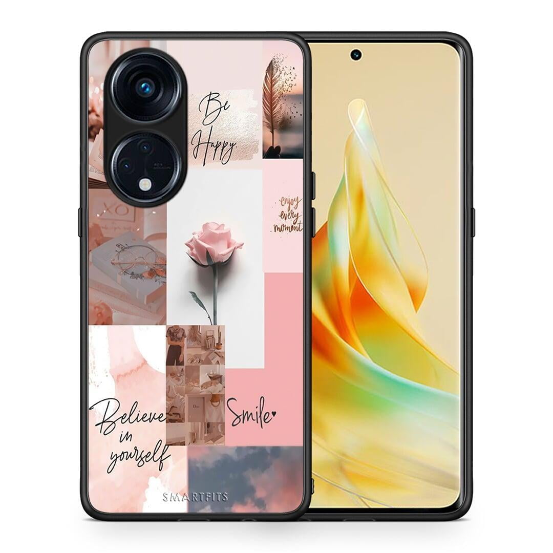 Θήκη Oppo A98 Aesthetic Collage από τη Smartfits με σχέδιο στο πίσω μέρος και μαύρο περίβλημα | Oppo A98 Aesthetic Collage Case with Colorful Back and Black Bezels