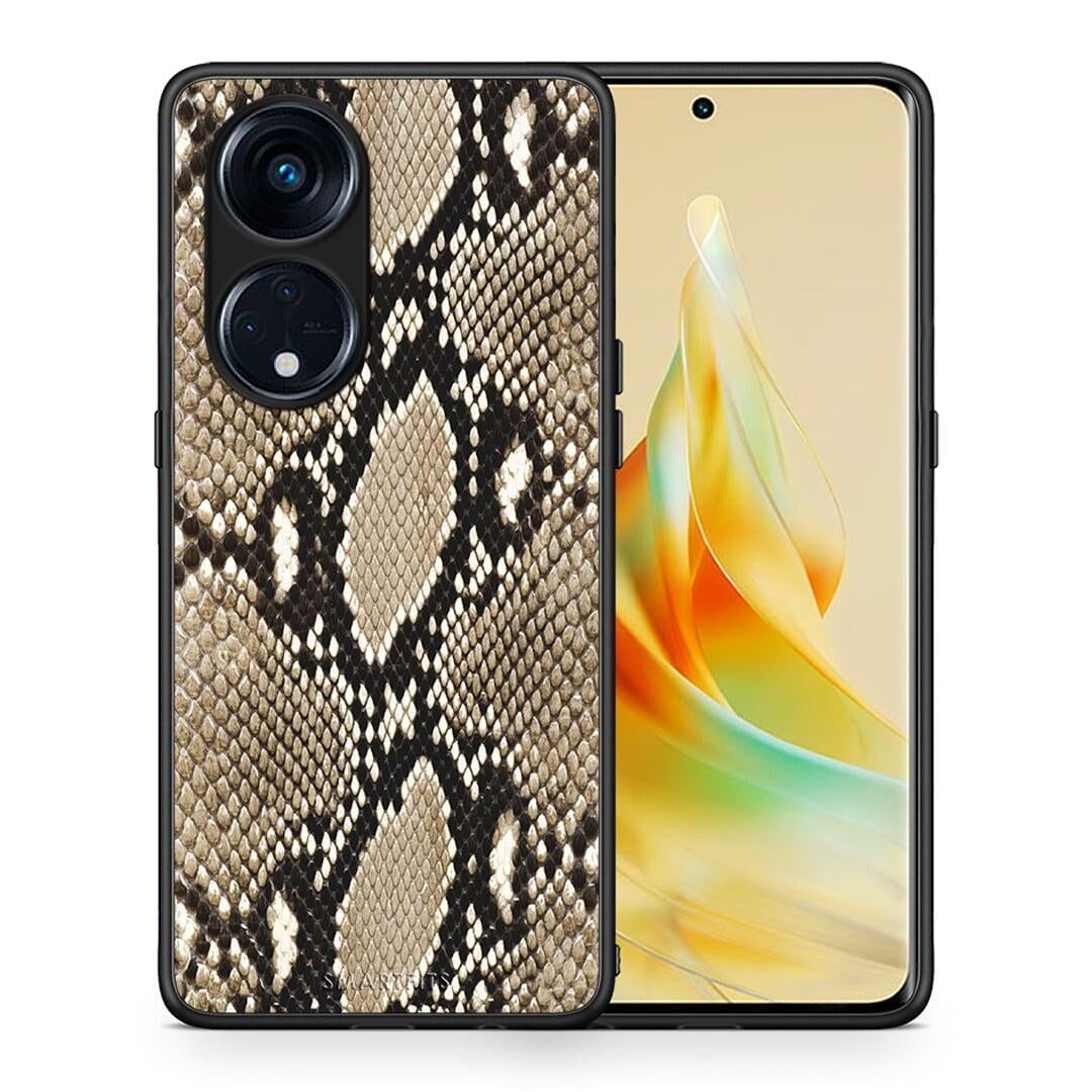 Θήκη Oppo A98 Animal Fashion Snake από τη Smartfits με σχέδιο στο πίσω μέρος και μαύρο περίβλημα | Oppo A98 Animal Fashion Snake Case with Colorful Back and Black Bezels