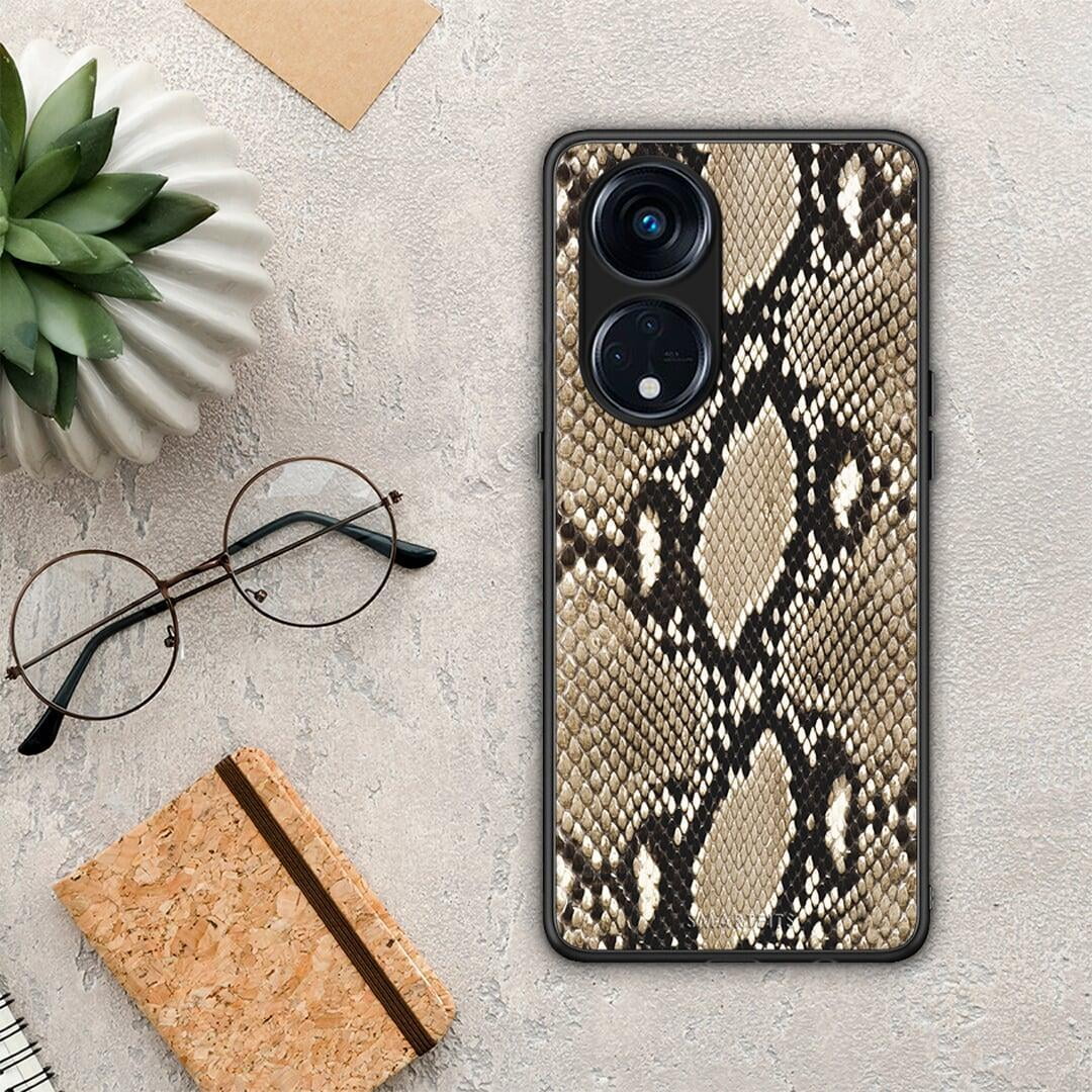 Θήκη Oppo A98 Animal Fashion Snake από τη Smartfits με σχέδιο στο πίσω μέρος και μαύρο περίβλημα | Oppo A98 Animal Fashion Snake Case with Colorful Back and Black Bezels