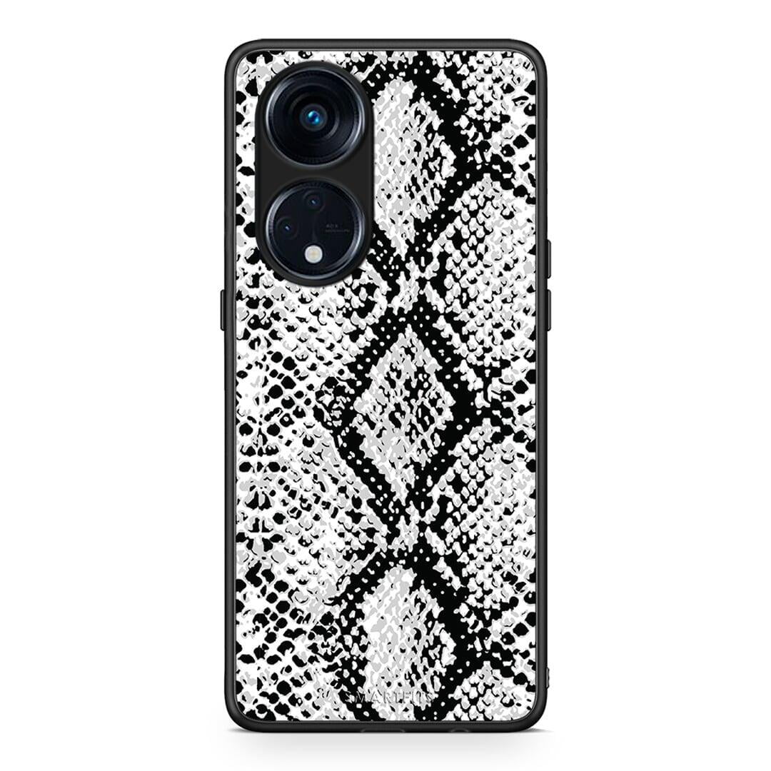 Θήκη Oppo A98 Animal White Snake από τη Smartfits με σχέδιο στο πίσω μέρος και μαύρο περίβλημα | Oppo A98 Animal White Snake Case with Colorful Back and Black Bezels