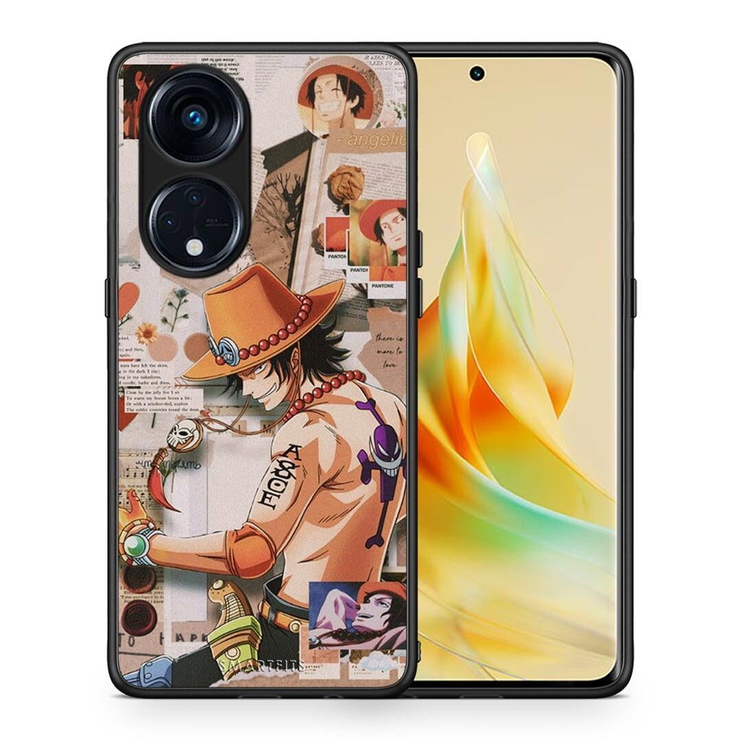 Θήκη Oppo A98 Anime Collage από τη Smartfits με σχέδιο στο πίσω μέρος και μαύρο περίβλημα | Oppo A98 Anime Collage Case with Colorful Back and Black Bezels