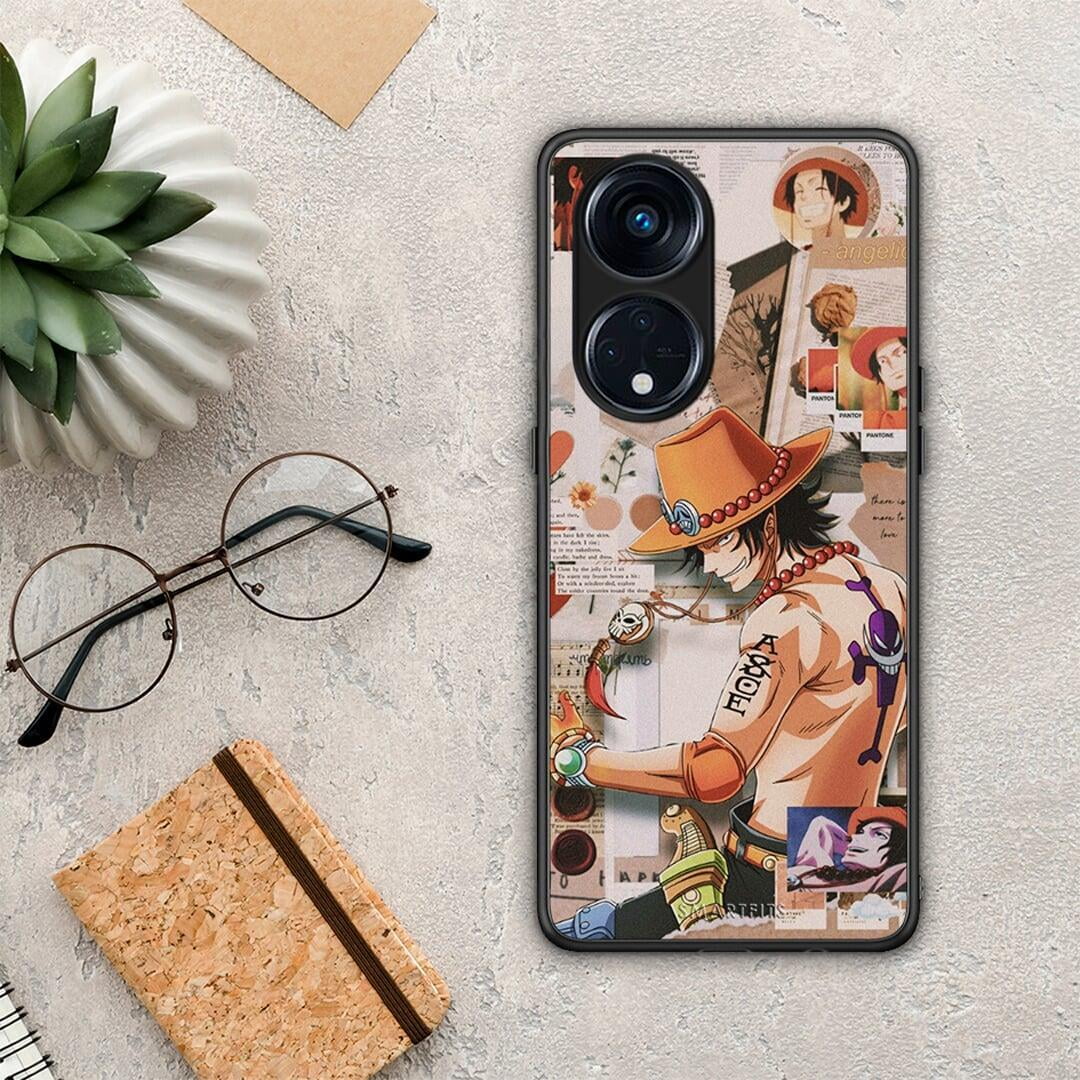 Θήκη Oppo A98 Anime Collage από τη Smartfits με σχέδιο στο πίσω μέρος και μαύρο περίβλημα | Oppo A98 Anime Collage Case with Colorful Back and Black Bezels