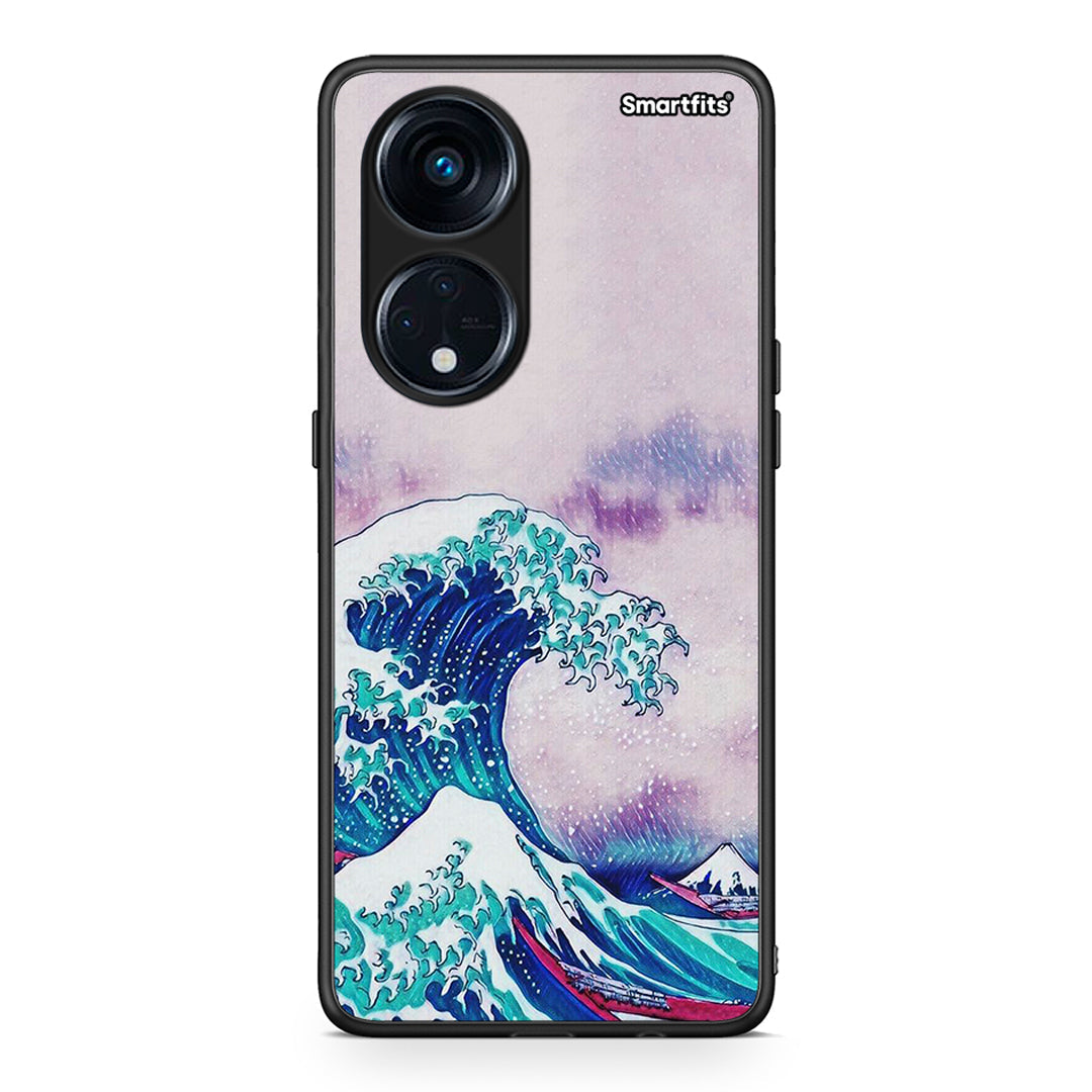 Θήκη Oppo A98 Blue Waves από τη Smartfits με σχέδιο στο πίσω μέρος και μαύρο περίβλημα | Oppo A98 Blue Waves Case with Colorful Back and Black Bezels