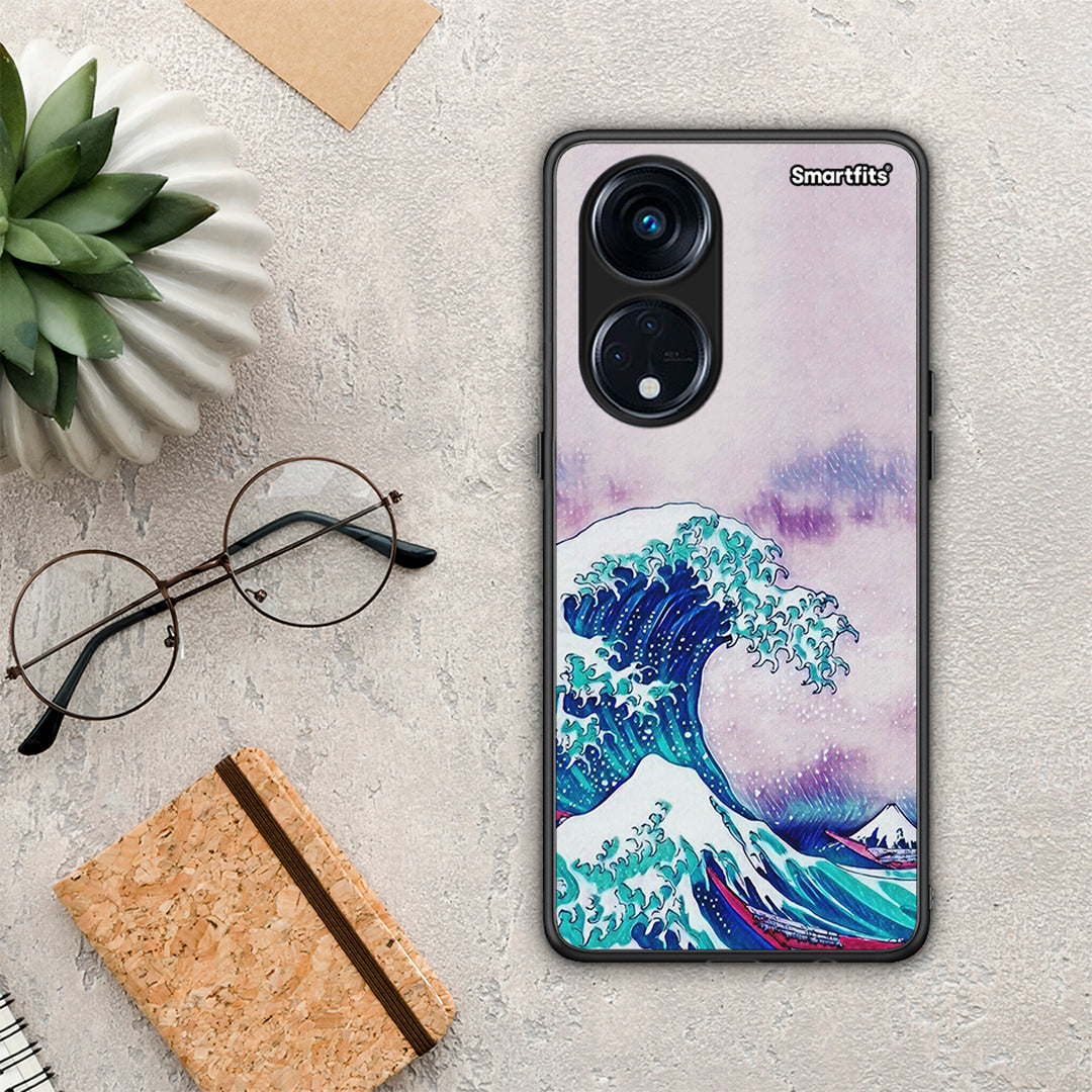 Θήκη Oppo A98 Blue Waves από τη Smartfits με σχέδιο στο πίσω μέρος και μαύρο περίβλημα | Oppo A98 Blue Waves Case with Colorful Back and Black Bezels