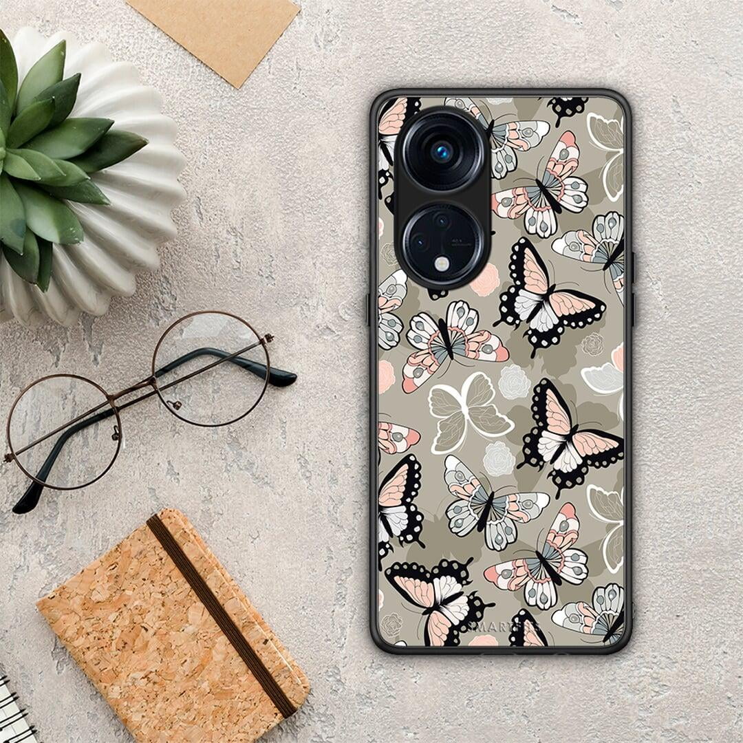 Θήκη Oppo A98 Boho Butterflies από τη Smartfits με σχέδιο στο πίσω μέρος και μαύρο περίβλημα | Oppo A98 Boho Butterflies Case with Colorful Back and Black Bezels