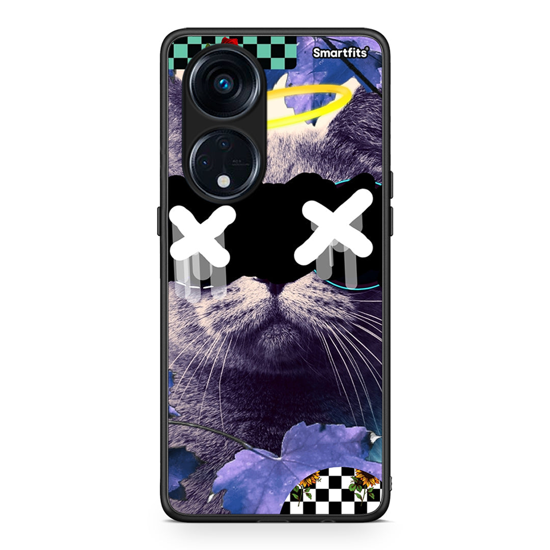 Θήκη Oppo A98 Cat Collage από τη Smartfits με σχέδιο στο πίσω μέρος και μαύρο περίβλημα | Oppo A98 Cat Collage Case with Colorful Back and Black Bezels