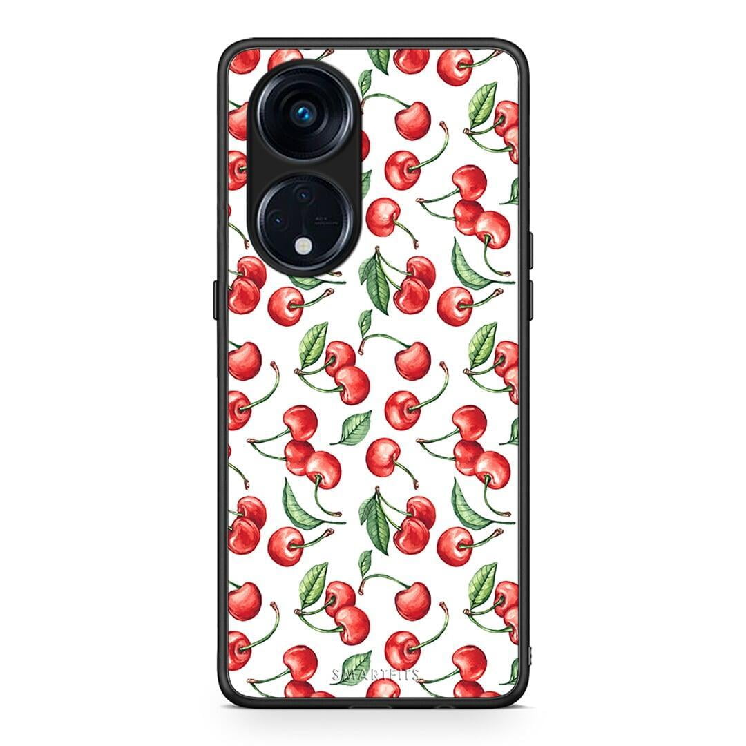 Θήκη Oppo A98 Cherry Summer από τη Smartfits με σχέδιο στο πίσω μέρος και μαύρο περίβλημα | Oppo A98 Cherry Summer Case with Colorful Back and Black Bezels