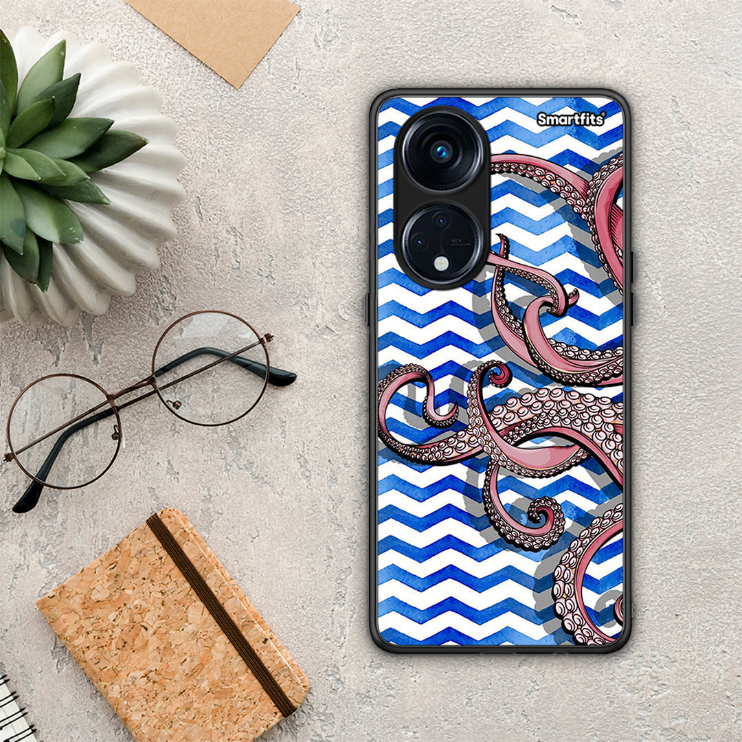 Θήκη Oppo A98 Chevron Devilfish από τη Smartfits με σχέδιο στο πίσω μέρος και μαύρο περίβλημα | Oppo A98 Chevron Devilfish Case with Colorful Back and Black Bezels