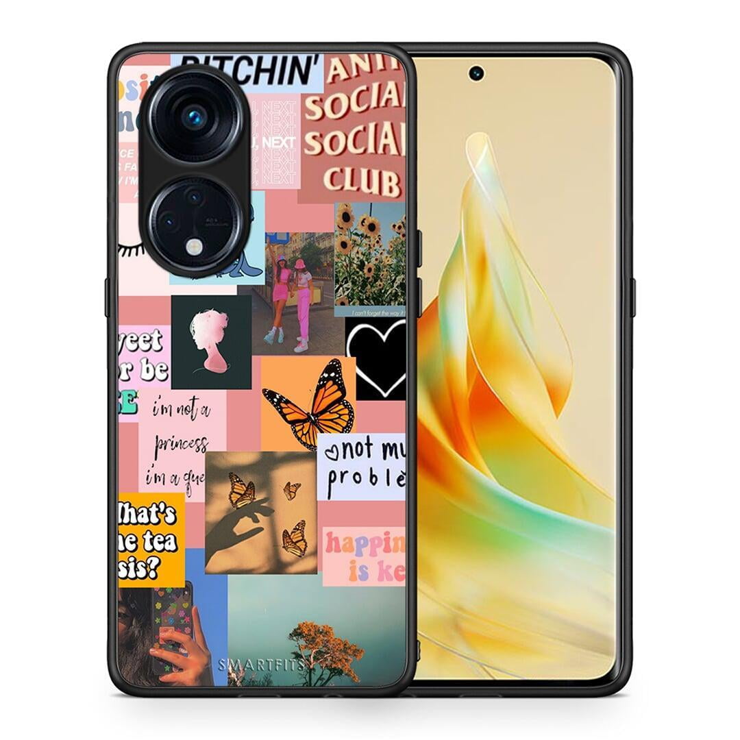 Θήκη Oppo A98 Collage Bitchin από τη Smartfits με σχέδιο στο πίσω μέρος και μαύρο περίβλημα | Oppo A98 Collage Bitchin Case with Colorful Back and Black Bezels