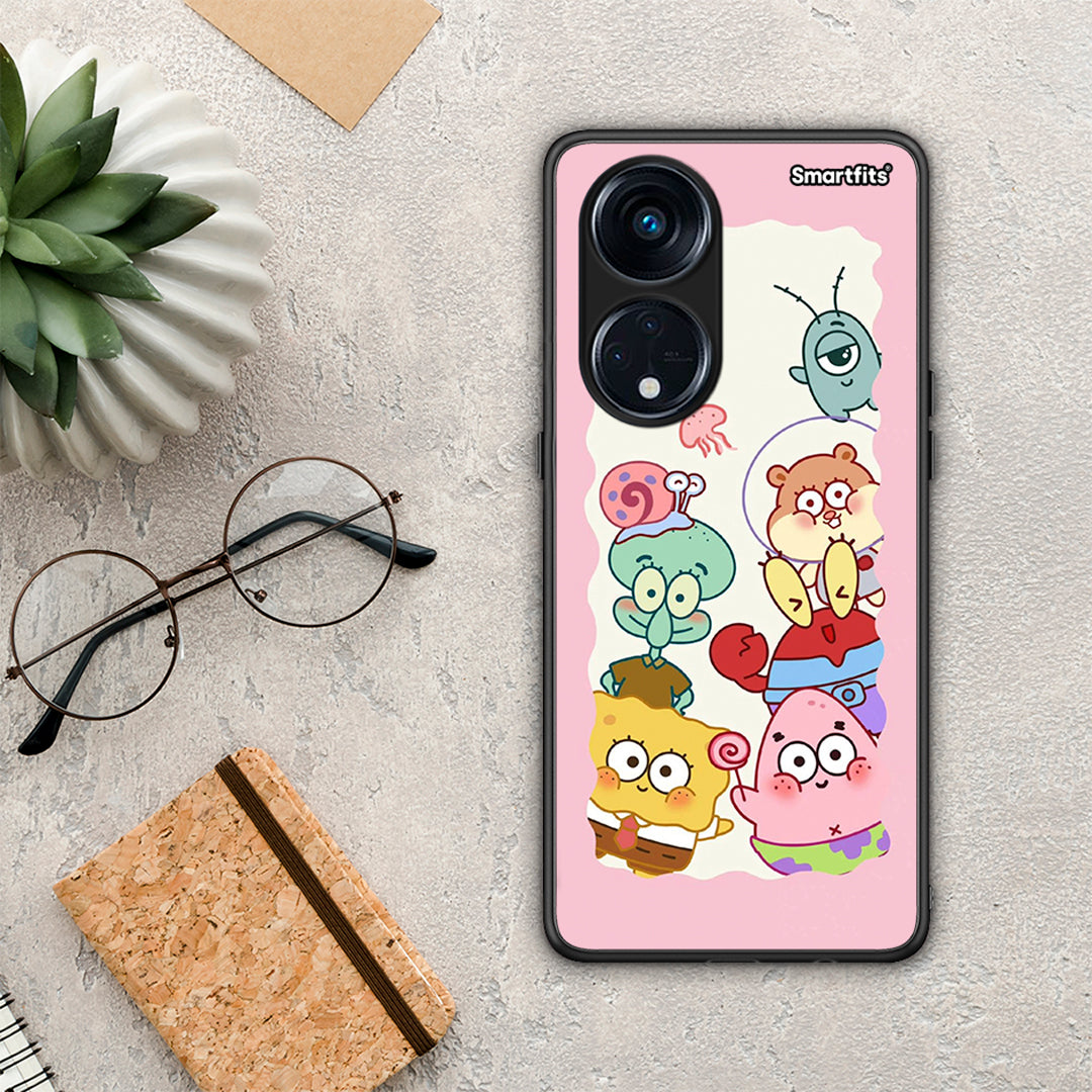 Θήκη Oppo Reno8T 5G / A1 Pro Cute Companion από τη Smartfits με σχέδιο στο πίσω μέρος και μαύρο περίβλημα | Oppo Reno8T 5G / A1 Pro Cute Companion Case with Colorful Back and Black Bezels