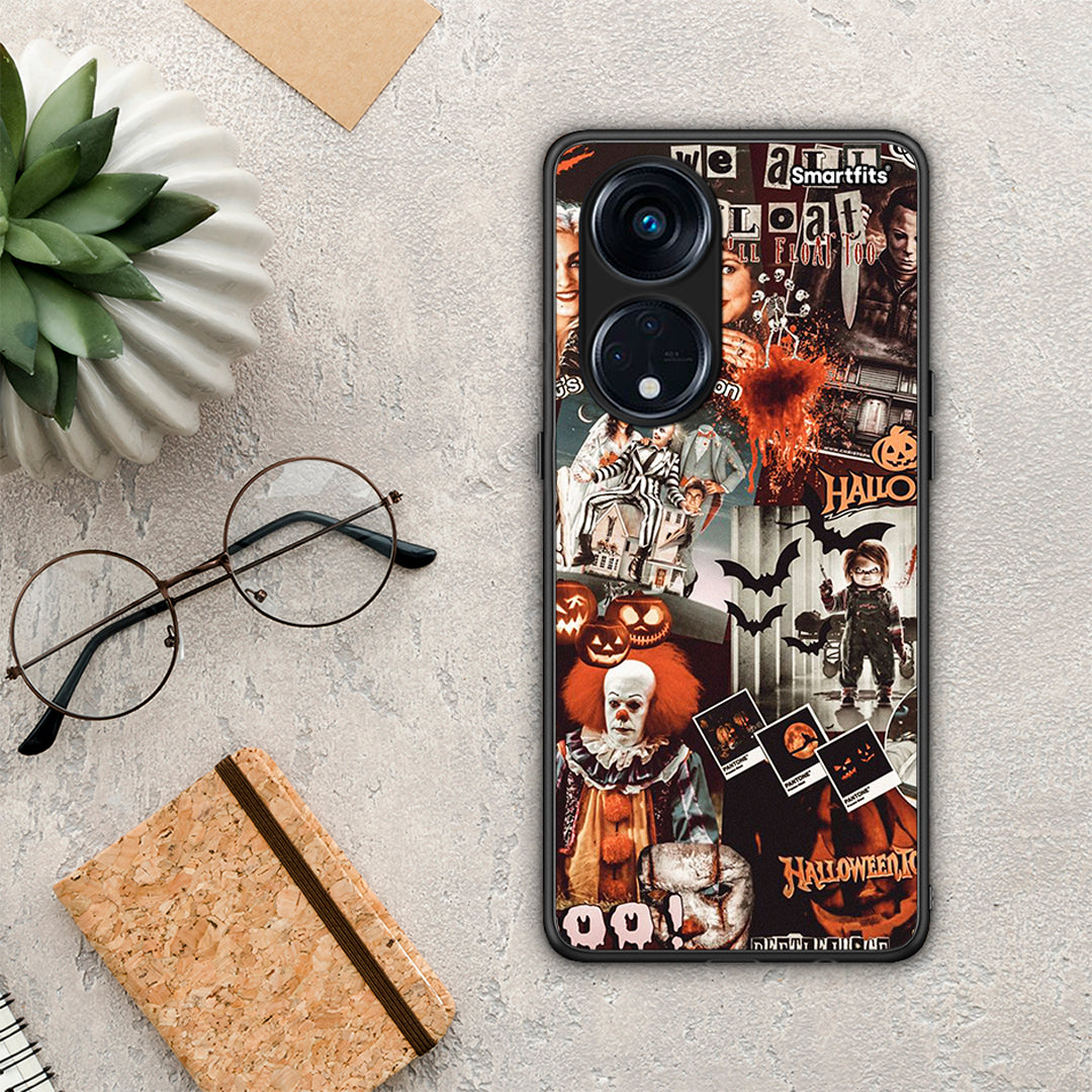 Θήκη Oppo A98 Halloween Spooky Season από τη Smartfits με σχέδιο στο πίσω μέρος και μαύρο περίβλημα | Oppo A98 Halloween Spooky Season Case with Colorful Back and Black Bezels