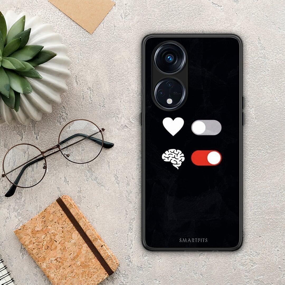 Θήκη Oppo A98 Heart Vs Brain από τη Smartfits με σχέδιο στο πίσω μέρος και μαύρο περίβλημα | Oppo A98 Heart Vs Brain Case with Colorful Back and Black Bezels