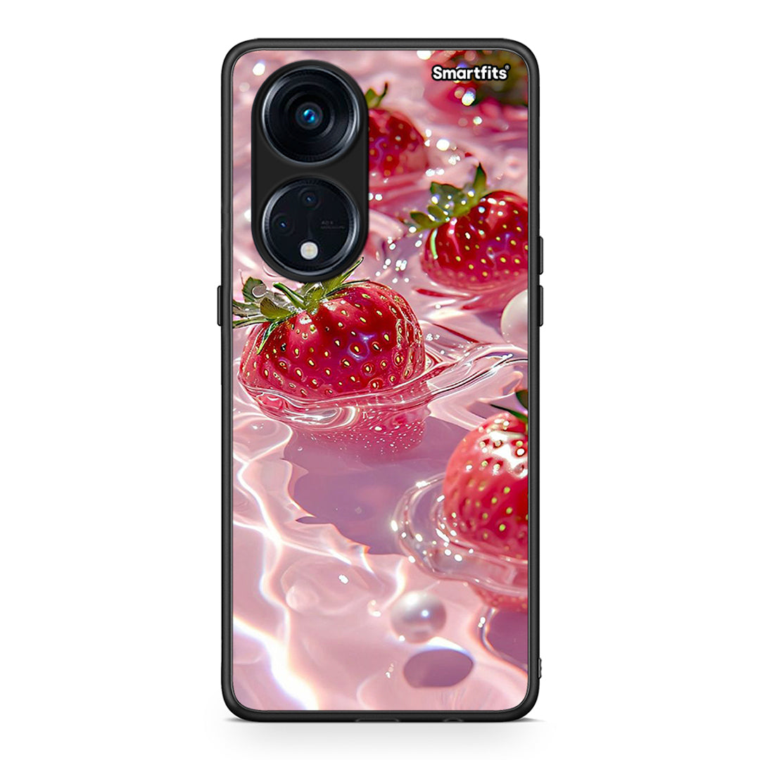 Θήκη Oppo Reno8T 5G / A98 Juicy Strawberries από τη Smartfits με σχέδιο στο πίσω μέρος και μαύρο περίβλημα | Oppo Reno8T 5G / A98 Juicy Strawberries Case with Colorful Back and Black Bezels