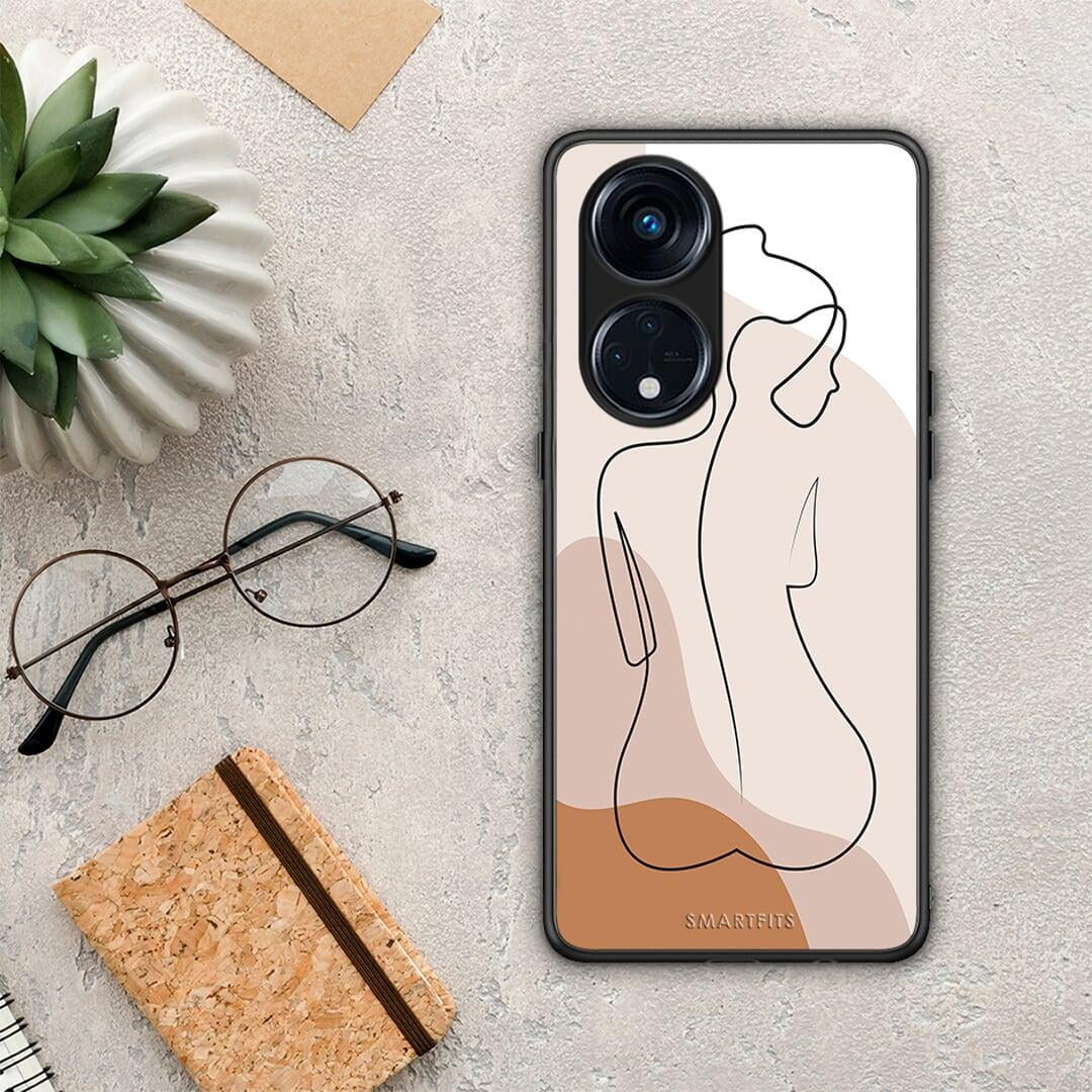 Θήκη Oppo A98 LineArt Woman από τη Smartfits με σχέδιο στο πίσω μέρος και μαύρο περίβλημα | Oppo A98 LineArt Woman Case with Colorful Back and Black Bezels