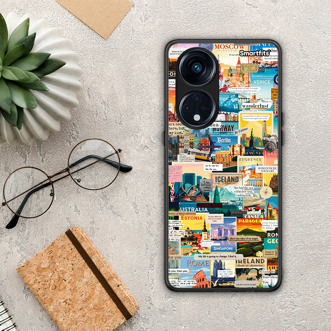 Θήκη Oppo A98 Live To Travel από τη Smartfits με σχέδιο στο πίσω μέρος και μαύρο περίβλημα | Oppo A98 Live To Travel Case with Colorful Back and Black Bezels