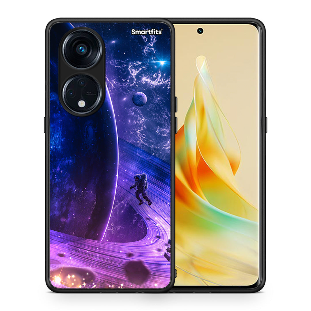 Θήκη Oppo A98 Lost Astronaut από τη Smartfits με σχέδιο στο πίσω μέρος και μαύρο περίβλημα | Oppo A98 Lost Astronaut Case with Colorful Back and Black Bezels