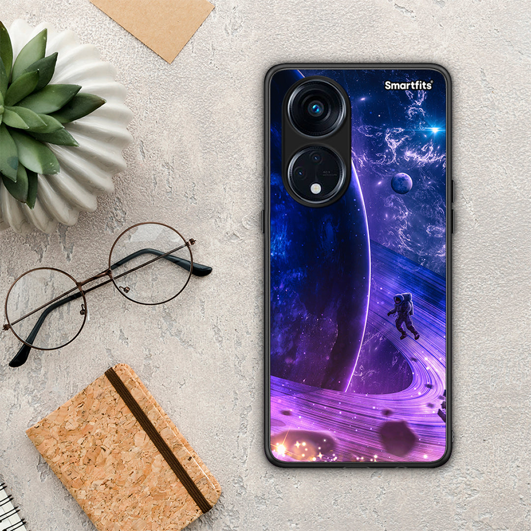 Θήκη Oppo A98 Lost Astronaut από τη Smartfits με σχέδιο στο πίσω μέρος και μαύρο περίβλημα | Oppo A98 Lost Astronaut Case with Colorful Back and Black Bezels